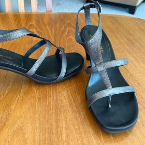 Donald Pliner Temira Sandals, Size 9.5, Pewter Antique Metallic